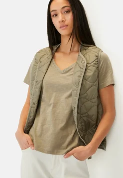 Damen Camel Active T-Shirts & Polos^T-Shirt mit V-Ausschnitt aus reiner Baumwolle