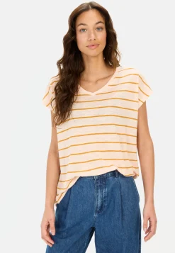Damen Camel Active T-Shirts & Polos^T-Shirt mit V-Ausschnitt und Streifenmuster