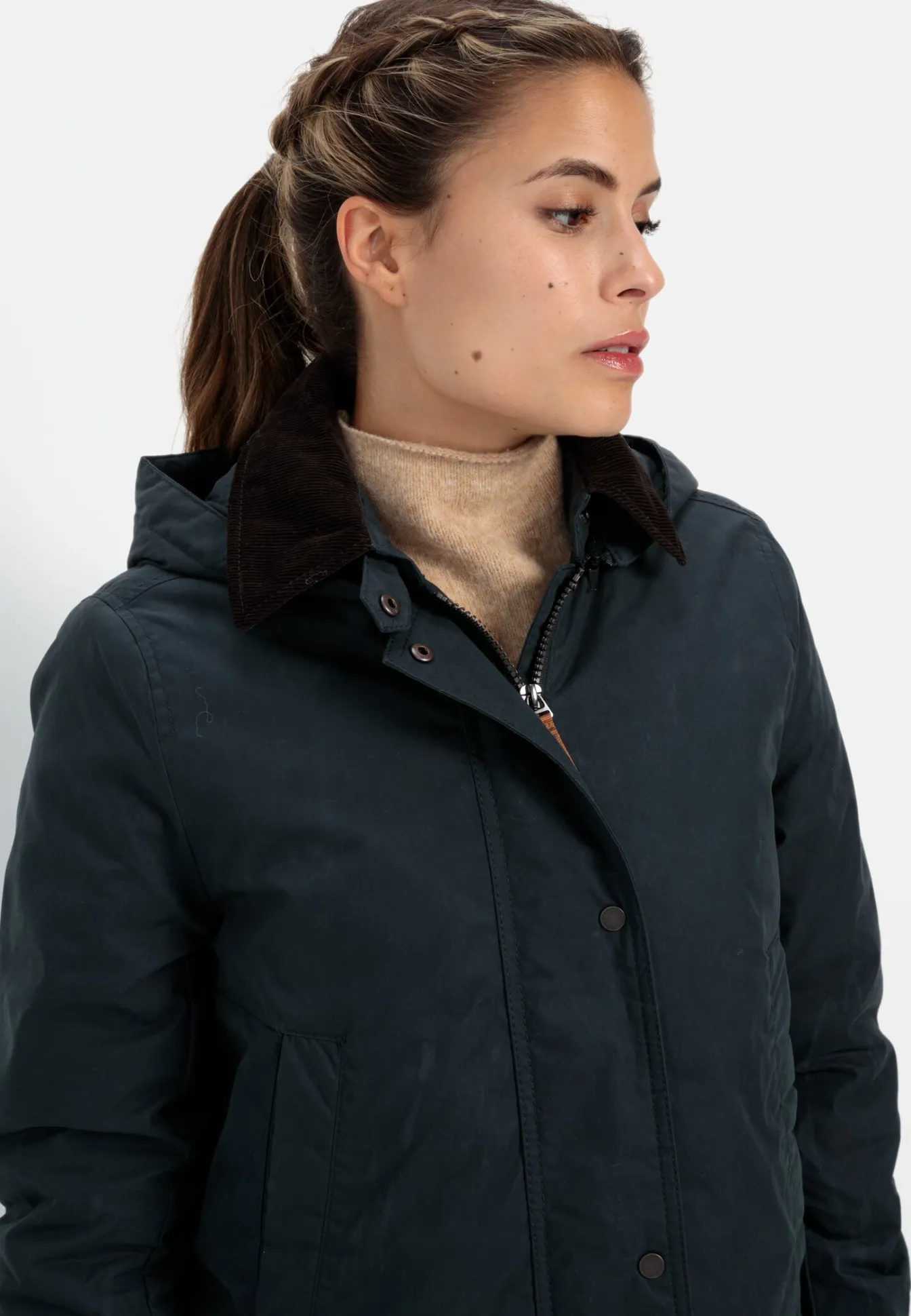 Damen Camel Active Jacken & Westen^Wachsjacke mit abnehmbarer Kapuze