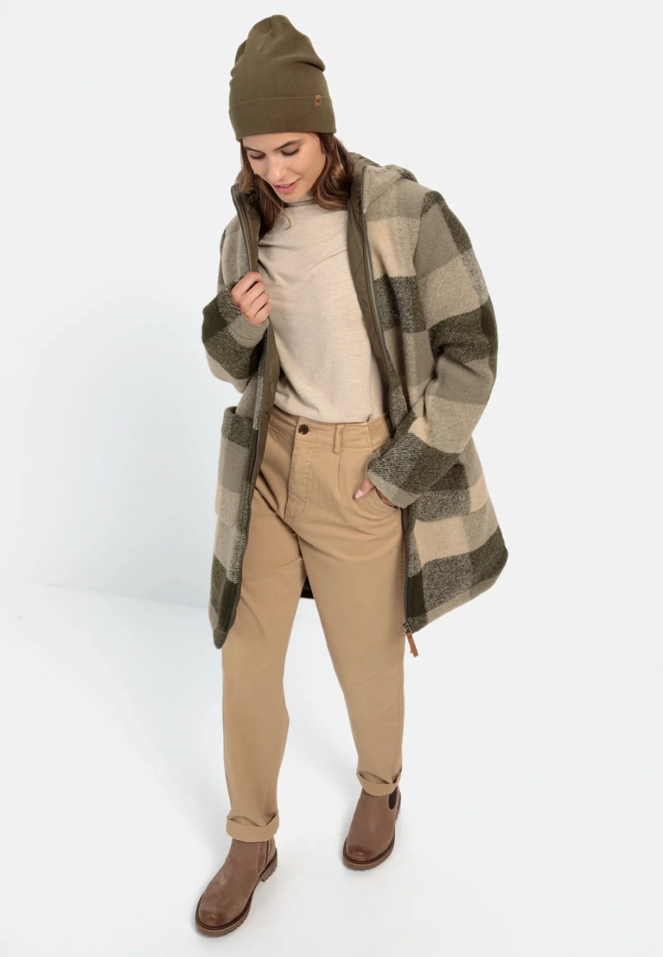 Damen Camel Active Jacken & Westen^Wollmantel mit Kapuze