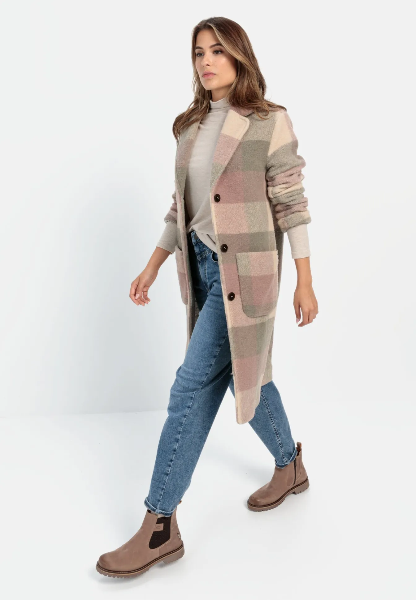 Damen Camel Active Jacken & Westen^Wollmantel mit Reverskragen